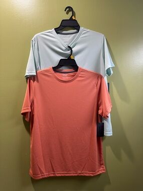 Athletic Works Short Sleeve Crew Neck T-Shirts - Coral & Mint